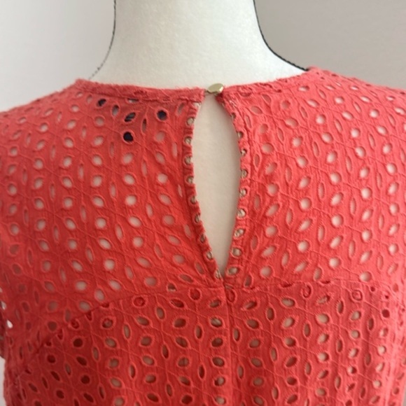 PETER SOM | Midi Eyelet Dress | Coral | Size 8 - Picture 8 of 14
